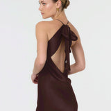 Euredice | Into Love Halter Maxi Dress  High-Shine Satin Bridesmaid Gown
