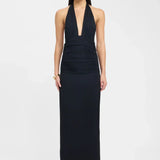Ophelia | Open Back Ruched Plunging Maxi Dress