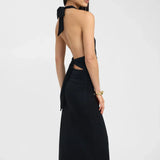 Ophelia | Open Back Ruched Plunging Maxi Dress