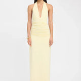 Ophelia | Open Back Ruched Plunging Maxi Dress