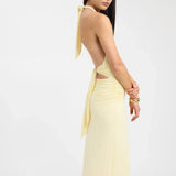 Ophelia | Open Back Ruched Plunging Maxi Dress
