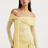 Helena | Off-The-Shoulder Mesh Drape Maxi Dress