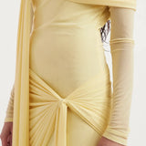 Helena | Off-The-Shoulder Mesh Drape Maxi Dress