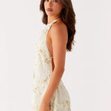 Bianca | High Neck Open Back Floral Mini Dress