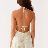 Bianca | High Neck Open Back Floral Mini Dress