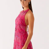 Bianca | High Neck Open Back Floral Mini Dress