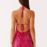 Bianca | High Neck Open Back Floral Mini Dress