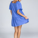 Becka | Juniper Blue Cotton Tiered Mini Dress
