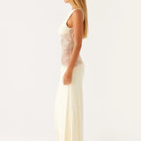 Lucinda | Open Back Lace Panel Maxi Dress