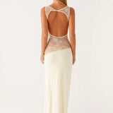 Lucinda | Open Back Lace Panel Maxi Dress