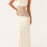 Lucinda | Open Back Lace Panel Maxi Dress