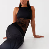Lucinda | Open Back Lace Panel Maxi Dress