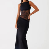 Lucinda | Open Back Lace Panel Maxi Dress