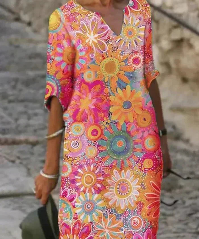 Nira | Vibrant Floral Midi Dress