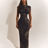 Sandra | Leopard Print High Neck Maxi Dress