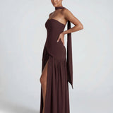 Aveline | Strapless Maxi Dress Thigh-High Split