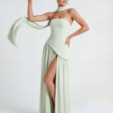 Aveline | Strapless Maxi Dress Thigh-High Split