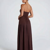 Aveline | Strapless Maxi Dress Thigh-High Split