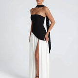 Aveline | Strapless Maxi Dress Thigh-High Split