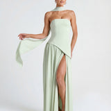 Aveline | Strapless Maxi Dress Thigh-High Split