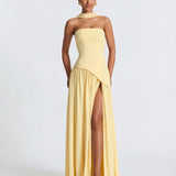 Aveline | Strapless Maxi Dress Thigh-High Split