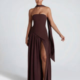 Aveline | Strapless Maxi Dress Thigh-High Split