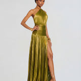 Talia | Luminous Metallic Halter Maxi Dress