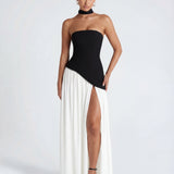 Aveline | Strapless Maxi Dress Thigh-High Split