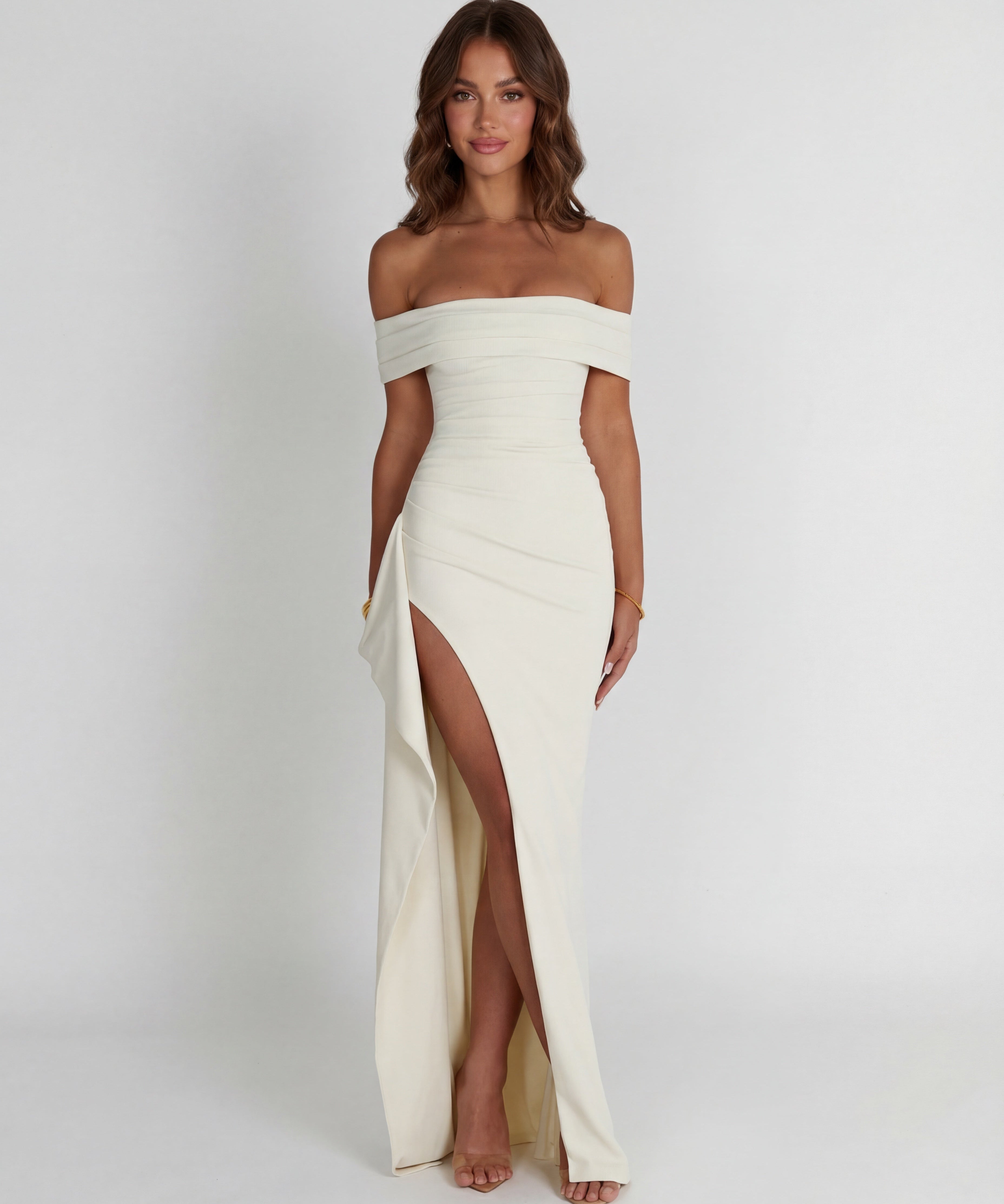 Belle | Bodycon Off-Shoulder Ruched Maxi Dress