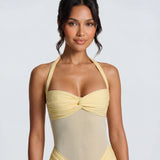 Rosabella |  Radiant Yellow Halter Neck Ruched Maxi Dress