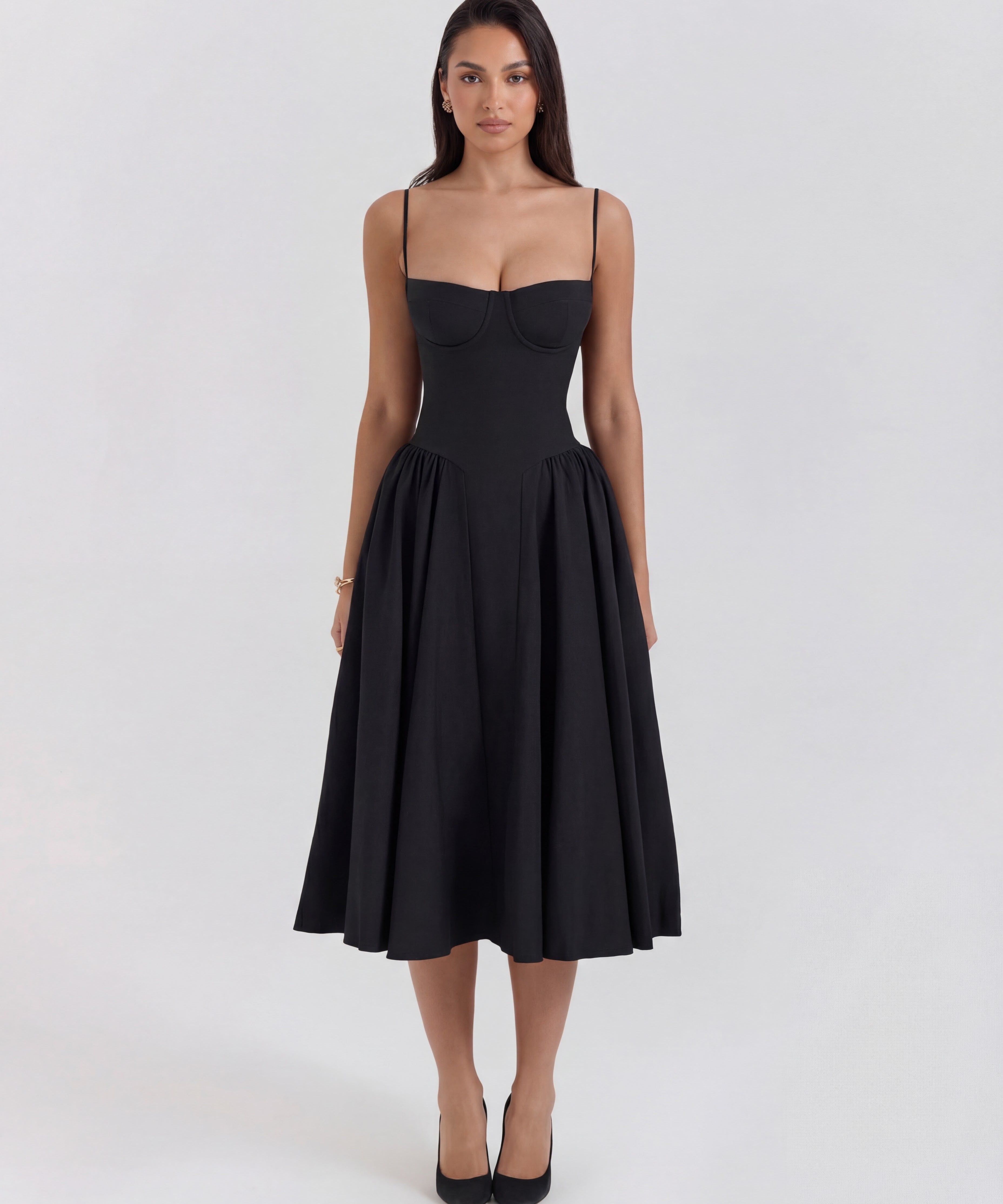 Amaria | Underwired Sweetheart Neckline Corset Midi Dress