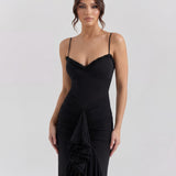 Mona | Cascading Ruffle Sweetheart Ruched Maxi Dress