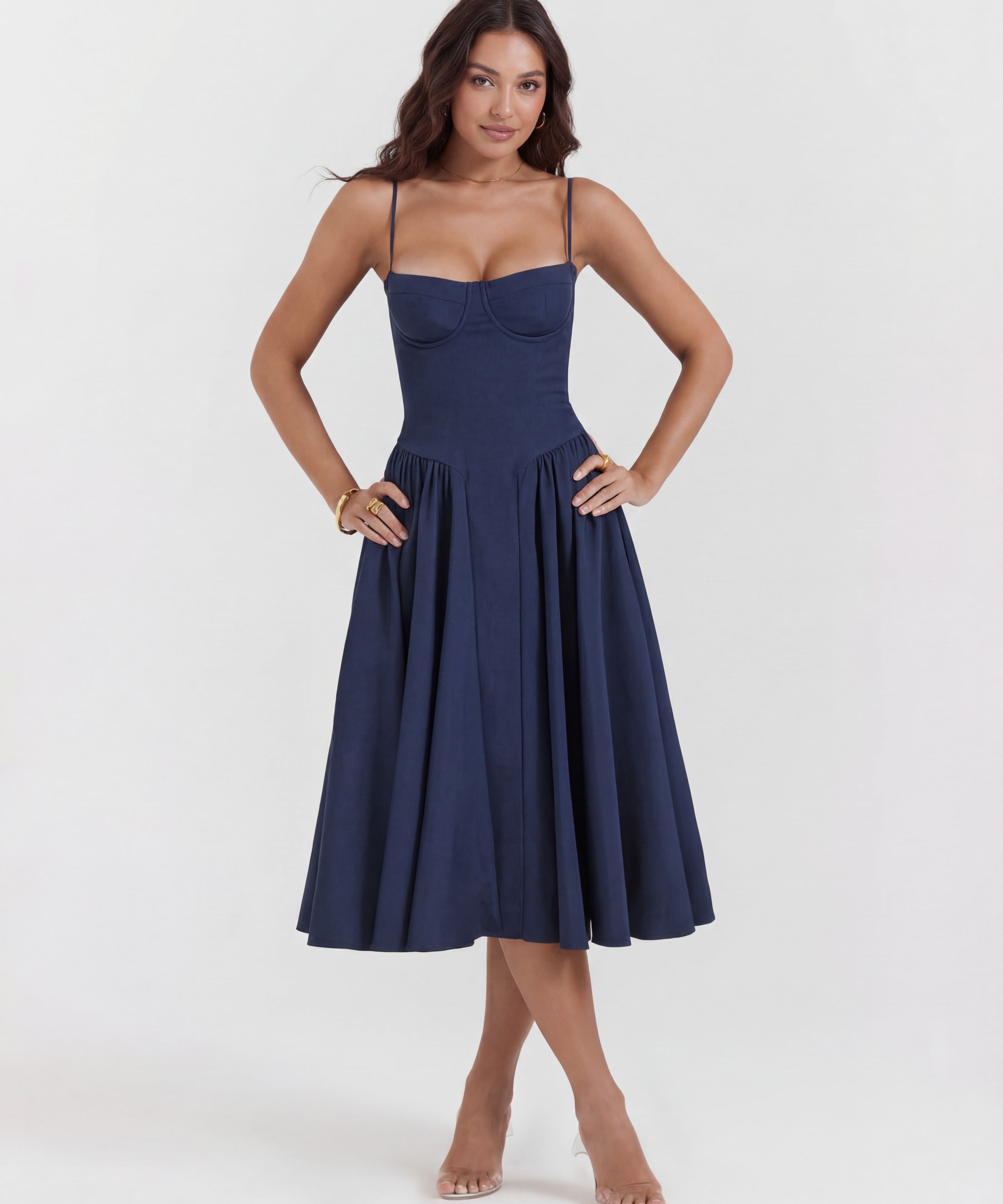 Amaria | Underwired Sweetheart Neckline Corset Midi Dress