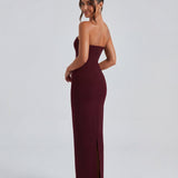 Ella | Strapless Sculpting Maxi Dress with Removable Mesh Scarf