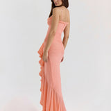 Mona | Cascading Ruffle Sweetheart Ruched Maxi Dress