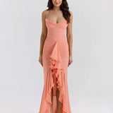 Mona | Cascading Ruffle Sweetheart Ruched Maxi Dress