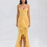 Mona | Cascading Ruffle Sweetheart Ruched Maxi Dress