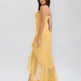 Mona | Cascading Ruffle Sweetheart Ruched Maxi Dress