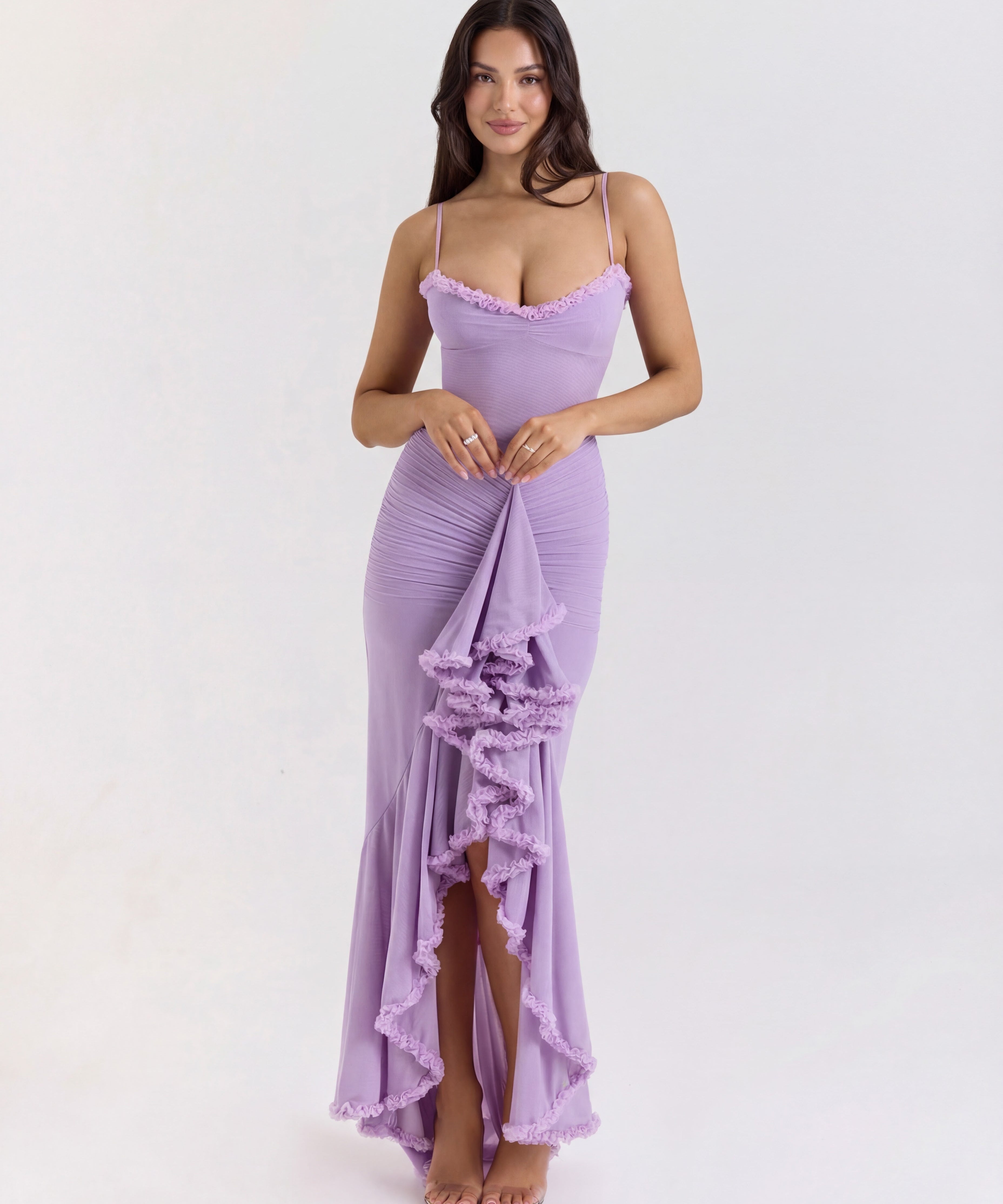 Mona | Cascading Ruffle Sweetheart Ruched Maxi Dress