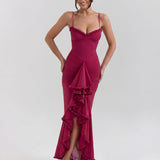 Mona | Cascading Ruffle Sweetheart Ruched Maxi Dress