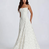 Sofia | Spaghetti Strap Straight Neckline Floral Lace Maxi Dress