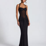 Valentina | Twisted Bust Sheer Mesh Maxi Dress