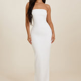 Darlene | White Sculpted Strapless Maxi Dress
