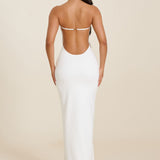 Darlene | White Sculpted Strapless Maxi Dress