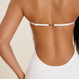 Darlene | White Sculpted Strapless Maxi Dress
