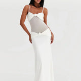 Eleina | Twist-Knot Mesh Panel Maxi Dress