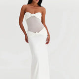 Eleina | Twist-Knot Mesh Panel Maxi Dress