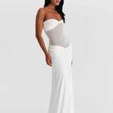 Eleina | Twist-Knot Mesh Panel Maxi Dress