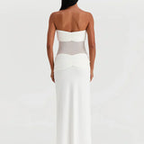 Eleina | Twist-Knot Mesh Panel Maxi Dress