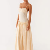 Jamy | Elegant Back Slip Color-Block Maxi Dress